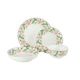 Martha Stewart Plates and Bowls Set, 16 Piece Dinnerware Set for 4, Pink/Green