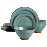 Gibson Elite Terranea 12-Piece Reactive Terracotta Dinnerware Set