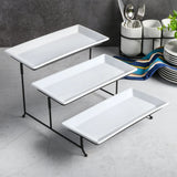Gibson Elite Gracious Dining 3-Tier Serving Set w/ Plates & Metal Stand