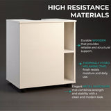 Pascuale Two Side Shelves Under Sink Cabinet with One Door, Cut-Out Back, Compact 22” Freestanding Bathroom Storage, Minimalist Design for Small Spaces, Ideal for Guest Bathrooms or Powder Rooms