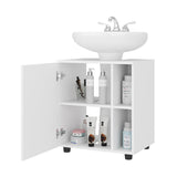 Pascuale Two Side Shelves Under Sink Cabinet with One Door, Cut-Out Back, Compact 22” Freestanding Bathroom Storage, Minimalist Design for Small Spaces, Ideal for Guest Bathrooms or Powder Rooms