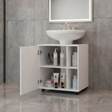Pascuale Two Side Shelves Under Sink Cabinet with One Door, Cut-Out Back, Compact 22” Freestanding Bathroom Storage, Minimalist Design for Small Spaces, Ideal for Guest Bathrooms or Powder Rooms