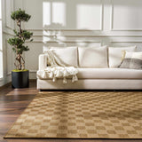 Kuval Checkered Brown Outdoor Rug