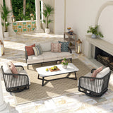 Asheville 4-Piece Aluminum Patio Swivel Seating Set With Sintered Stone Tables