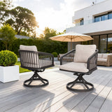 Asheville 7 Pieces Patio Round Dining Set With Swivel Rocking Chair