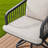 Asheville 7 Pieces Patio Round Dining Set With Swivel Rocking Chair