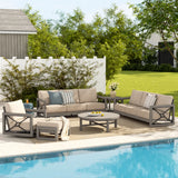 Marindo Convertibale Patio Sectional Set With Swivel Chair and Ottoman