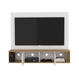 Vance 56" Wide Floating Entertainment Center with Two Cabinets, Four Open Shelves, Wall-Mounted TV Console with Cable Management, Modern Floating Media Unit for Living Room Organization