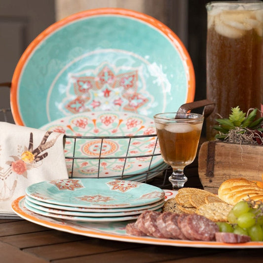 Western Motif Melamine Serving Bowls, Set of 12