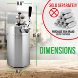 Homebrew  Double Wall Mini Keg Beer Dispenser - 128 Oz. Double Wall Mini Keg With Cap Spear, Metal Tap Co2 Aluminum Regulator System