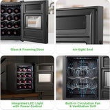 Wine Chilling Refrigerator Cellar - Single-Zone Wine Cooler/Chiller, Digital Touch Button Control With Air Tight Seal, Contains Placement For Standing Bottles (12 Bottle Storage Capacity)