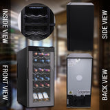 Wine Chilling Refrigerator Cellar - Dual-Zone Wine Cooler/Chiller, Digital Touch Button Control With Air Tight Seal, Contains Placement For Standing Bottles (18 Bottle Storage Capacity)