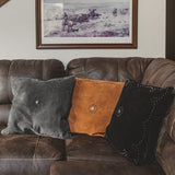 Western Suede Antique Silver Concho & Studded Pillow