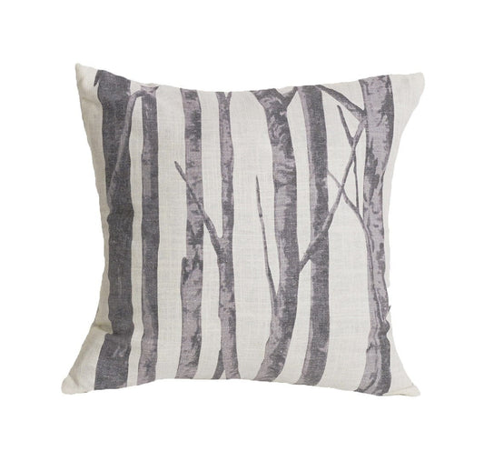 Printed Branches Cream & Gray Throw Pillow, 18x18