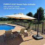 PURPLE LEAF Durable Patio Outdoor Umbrella Aluminum Round Cantilever Sun Yard Umbrellas For Pool, Deck