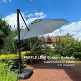 PURPLE LEAF Durable Patio Outdoor Umbrella Aluminum Round Cantilever Sun Yard Umbrellas For Pool, Deck