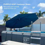 PURPLE LEAF Durable Patio Outdoor Umbrella Aluminum Round Cantilever Sun Yard Umbrellas For Pool, Deck