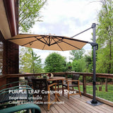 PURPLE LEAF Durable Patio Outdoor Umbrella Aluminum Round Cantilever Sun Yard Umbrellas For Pool, Deck