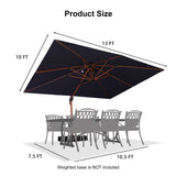 PURPLE LEAF Outdoor Garden Umbrella with Base, Cantilever Umbrellas in Wood Color