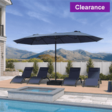 PURPLE LEAF Table Umbrella Double Sided Rectangular Patio Market Umbrella with Base