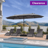 PURPLE LEAF Table Umbrella Double Sided Rectangular Patio Market Umbrella with Base