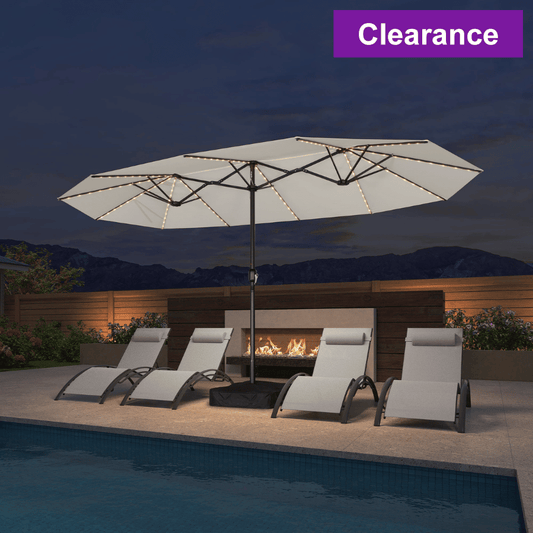 PURPLE LEAF Double Sided Patio Umbrella with Light Large Market Umbrellas with Base