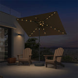 PURPLE LEAF Black Frame Tilting Market Umbrella with Lights Table Umbrella with Base Outside Patio