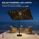 PURPLE LEAF Black Frame Tilting Market Umbrella with Lights Table Umbrella with Base Outside Patio