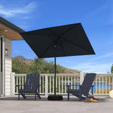 PURPLE LEAF Black Frame Outdoor Market Umbrellas Yard Tilting Patio Table Umbrella with Base