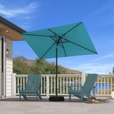 PURPLE LEAF Black Frame Outdoor Market Umbrellas Yard Tilting Patio Table Umbrella with Base