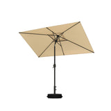 PURPLE LEAF Black Frame Outdoor Market Umbrellas Yard Tilting Patio Table Umbrella with Base