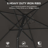 PURPLE LEAF Black Frame Outdoor Market Umbrellas Yard Tilting Patio Table Umbrella with Base
