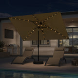 PURPLE LEAF Black Frame Tilting Market Umbrella with Lights Table Umbrella with Base Outside Patio