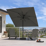 PURPLE LEAF Black Frame Tilting Market Umbrella with Lights Table Umbrella with Base Outside Patio