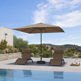PURPLE LEAF Black Frame Outdoor Market Umbrellas Yard Tilting Patio Table Umbrella with Base