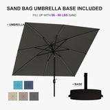 PURPLE LEAF Black Frame Tilting Market Umbrella with Lights Table Umbrella with Base Outside Patio