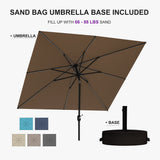 PURPLE LEAF Black Frame Tilting Market Umbrella with Lights Table Umbrella with Base Outside Patio