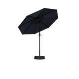 PURPLE LEAF Black Frame Outdoor Market Umbrellas Yard Tilting Patio Table Umbrella with Base