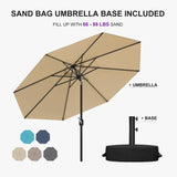 PURPLE LEAF Black Frame Outdoor Market Umbrellas Yard Tilting Patio Table Umbrella with Base