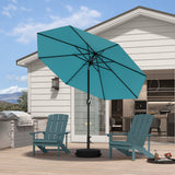 PURPLE LEAF Black Frame Outdoor Market Umbrellas Yard Tilting Patio Table Umbrella with Base