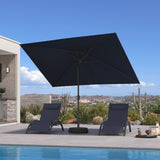 PURPLE LEAF Black Frame Outdoor Market Umbrellas Yard Tilting Patio Table Umbrella with Base
