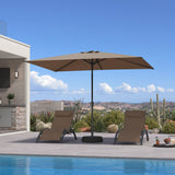 PURPLE LEAF Black Frame Outdoor Market Umbrellas Yard Tilting Patio Table Umbrella with Base