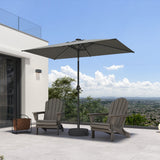 PURPLE LEAF Black Frame Tilting Market Umbrella with Lights Table Umbrella with Base Outside Patio