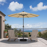 PURPLE LEAF Black Frame Tilting Market Umbrella with Lights Table Umbrella with Base Outside Patio