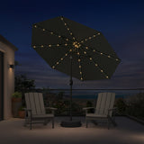 PURPLE LEAF Black Frame Tilting Market Umbrella with Lights Table Umbrella with Base Outside Patio