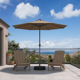 PURPLE LEAF Black Frame Tilting Market Umbrella with Lights Table Umbrella with Base Outside Patio