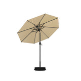 PURPLE LEAF Black Frame Tilting Market Umbrella with Lights Table Umbrella with Base Outside Patio