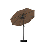 PURPLE LEAF Black Frame Tilting Market Umbrella with Lights Table Umbrella with Base Outside Patio