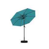 PURPLE LEAF Black Frame Tilting Market Umbrella with Lights Table Umbrella with Base Outside Patio