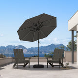 PURPLE LEAF Black Frame Tilting Market Umbrella with Lights Table Umbrella with Base Outside Patio